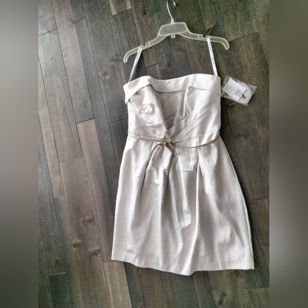 David Bridal Cream Strapless Sundress for Brides